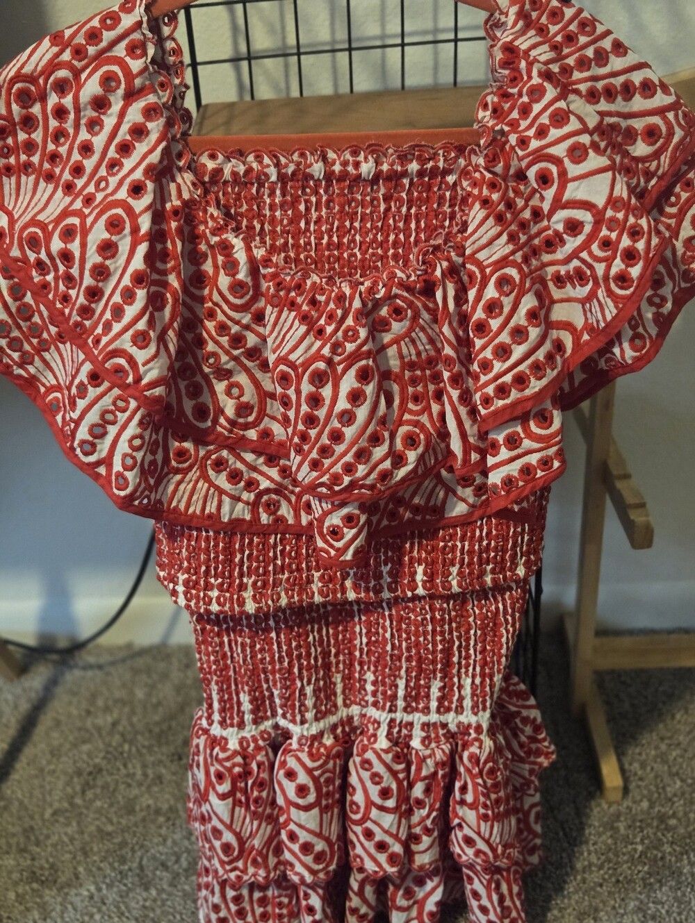 Two-Piece Stretch Eyelet Vacation Set